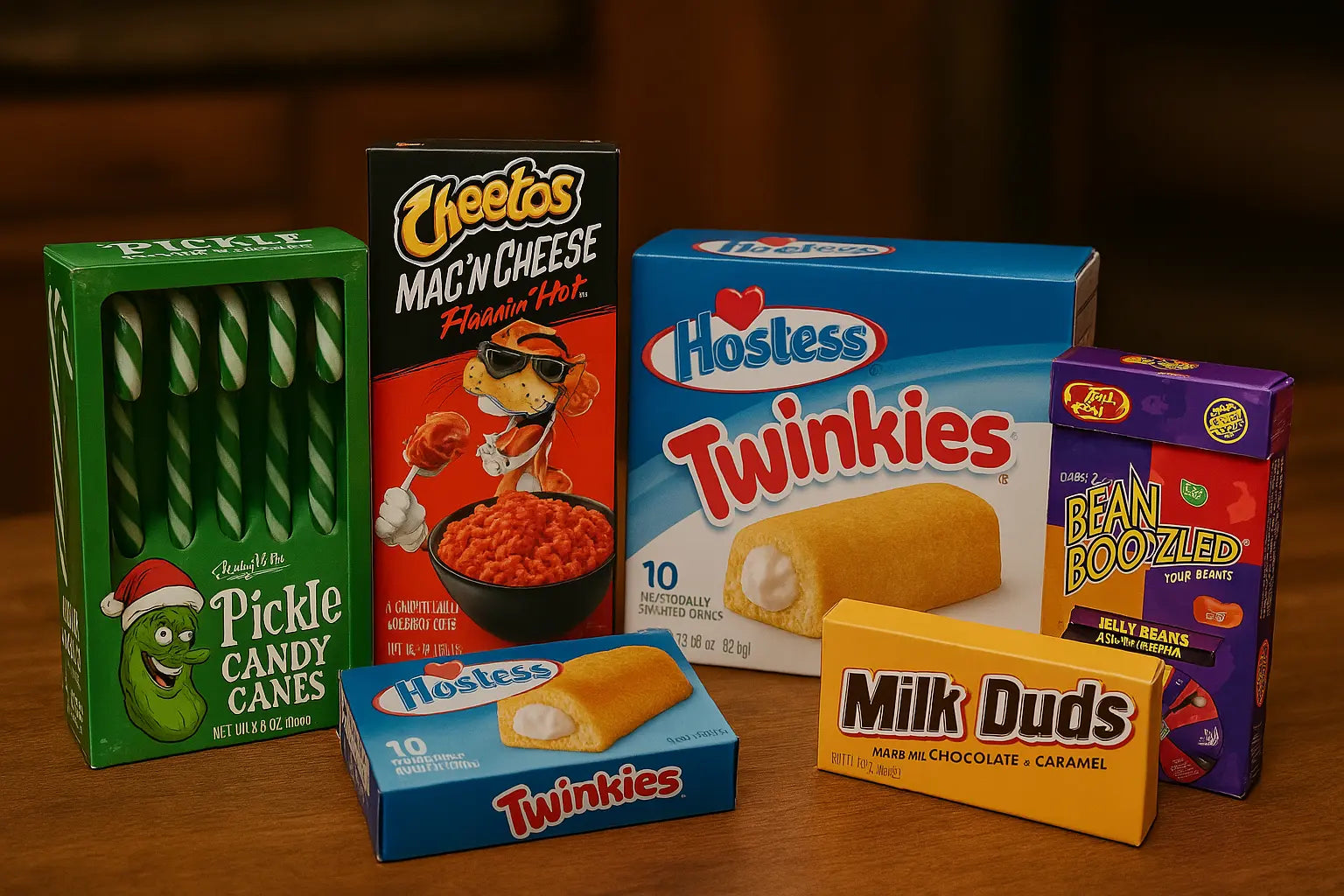 Snacks américains WTF testés par des Français : Pickle Candy, Cheetos Mac, Twinkies, Milk Duds, BeanBoozled.