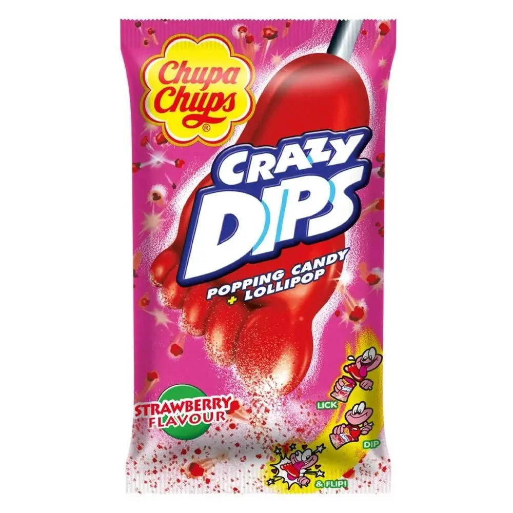 Chupa Chups Popping Candy & Lollipop Strawberry - Bonbons pétillants à la fraise et sucette fruitée, combinaison de saveurs sucrées et rafraîchissantes pour une expérience gourmande et ludique, dispo sur Bonbiz, la référence des bonbons pétillants et lollipops fruités.