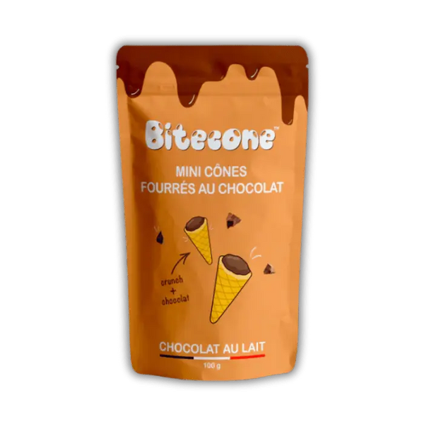 Bitecone Milk Chocolate Bonbiz – mini cône de glace américain, chocolat au lait fondant, friandise américaine gourmande.