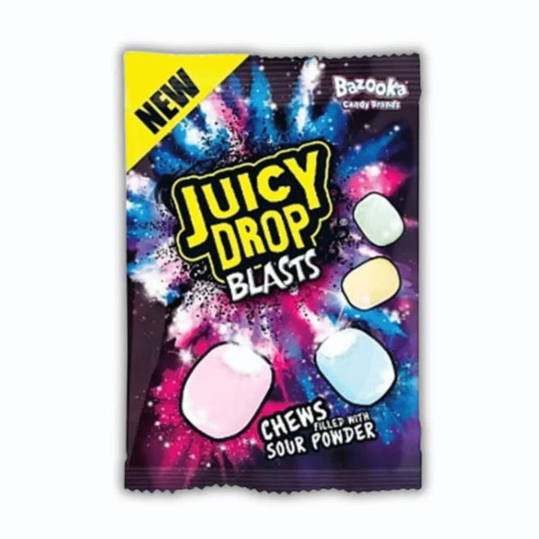 Bazooka Juicy Drop Blasts – bonbons américains fourrés au gel acidulé – confiserie US dispo chez Bonbiz