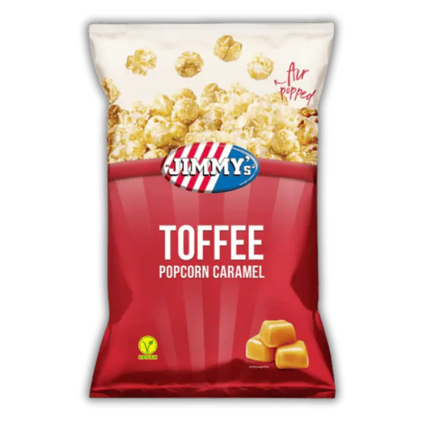 Jimmy’s Pop Corn Caramel Bonbiz – popcorn américain sucré, caramel fondant, snack gourmand authentique.