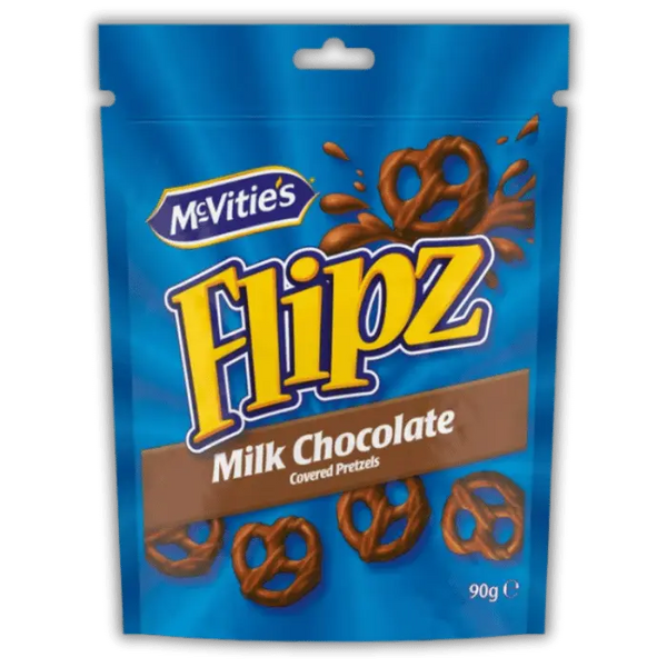 Flipz Milk Chocolate Bonbiz – pretzels sucrés au chocolat au lait, friandise américaine croquante et fondante.
