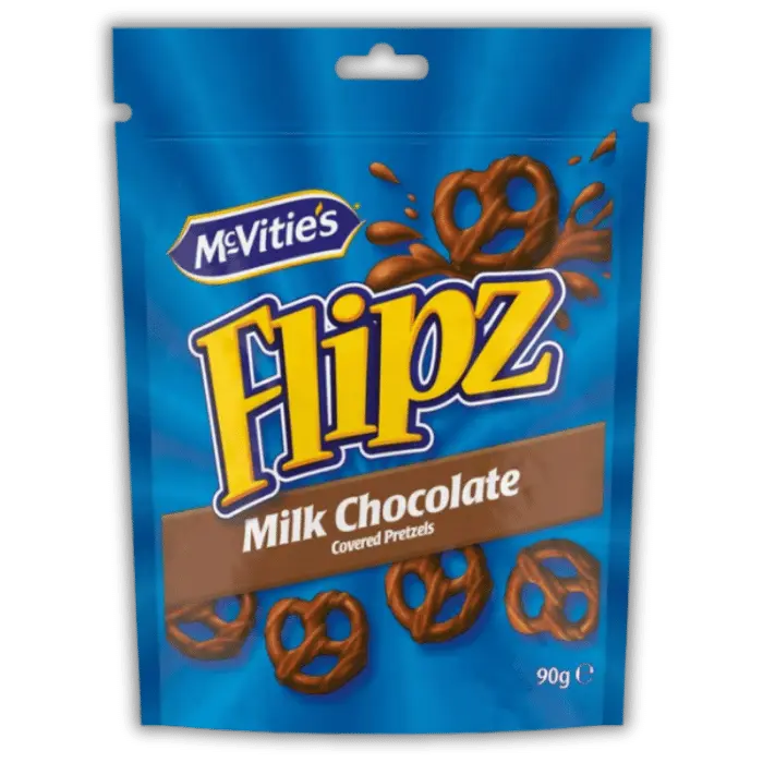 Flipz Milk Chocolate Bonbiz – pretzels sucrés au chocolat au lait, friandise américaine croquante et fondante.