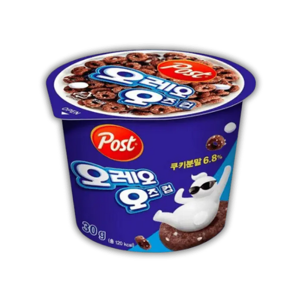 Céréales Oreo O’s format cup, en-cas sucré américain au goût biscuit Oreo, disponible chez Bonbiz, boutique de snacks US.