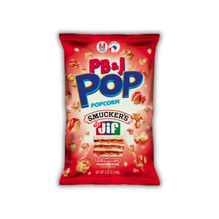 Candy Pop Popcorn Peanut Butter & Jelly Strawberry Bonbiz – pop-corn gourmand saveur fraise et beurre de cacahuète crémeux, confiserie sucrée américaine.