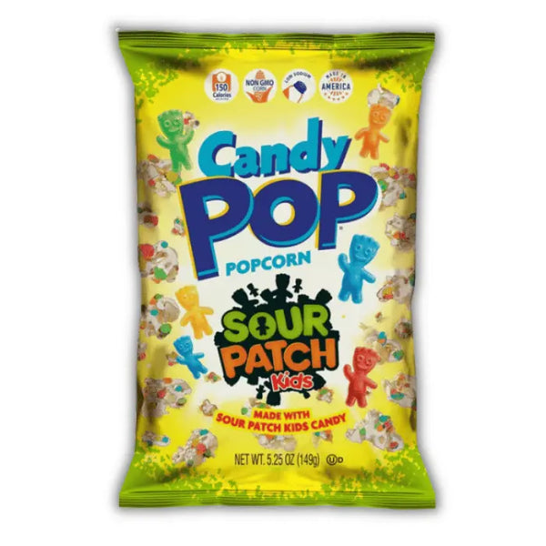 Sachet de Candy Pop Popcorn Sour Patch, pop-corn sucré-acidulé saveur bonbons sour patch, en vente dans votre épicerie américaine et magasin américain.