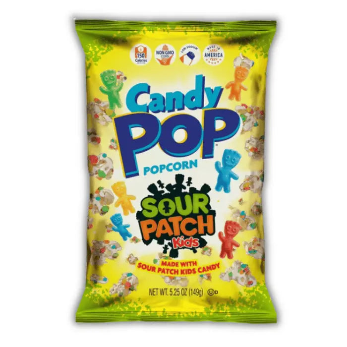 Sachet de Candy Pop Popcorn Sour Patch, pop-corn sucré-acidulé saveur bonbons sour patch, en vente dans votre épicerie américaine et magasin américain.