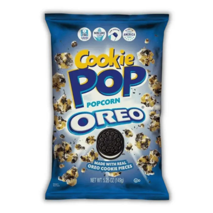 Cookie Pop Popcorn Oreo Bonbiz – pop corn américain tendre aux éclats de cookies Oreo, snack sucré ultra gourmand.