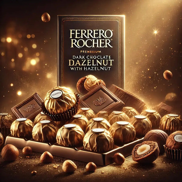 Ferrero Tab Hazelnut Dark Chocolate - Tablette de chocolat noir aux noisettes, riche en saveurs profondes et intenses, idéale pour une expérience chocolatée à la fois gourmande et raffinée, dispo sur Bonbiz, la référence des chocolats noirs de luxe.
