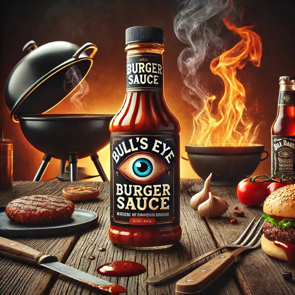 Bull's Eye Sauce Barbecue Burger - Sauce BBQ américaine spéciale burger, goût fumé intense et épices savoureuses, idéale pour rehausser steaks, burgers et grillades, dispo sur Bonbiz, le must des sauces US authentiques.