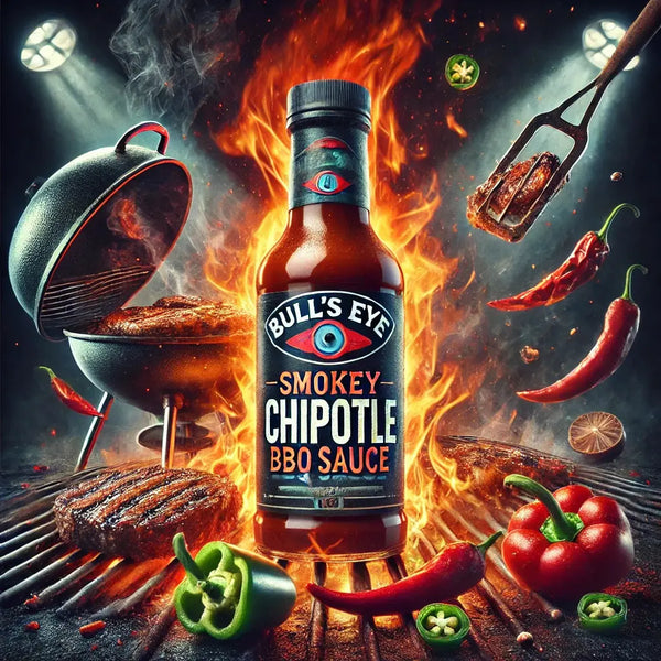 Bull's Eye Sauce Barbecue Smokey Chipotle - Sauce BBQ américaine au piment chipotle fumé, saveur intense et épicée, idéale pour grillades, burgers et marinades relevées, dispo sur Bonbiz, le must des sauces US authentiques.