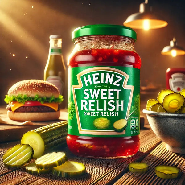 Heinz Sweet Relish - Relish sucré au goût de concombre, parfait pour accompagner vos hot-dogs, burgers ou salades, saveur douce et croquante, dispo sur Bonbiz, la référence des sauces et condiments américains sucrés et savoureux.
