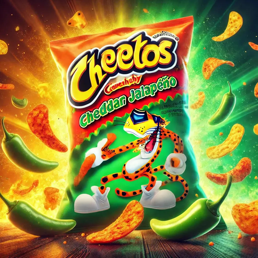 Cheetos Japan Crunchy Jalapenos - Snack croustillant au goût de jalapeños épicé, saveur piquante et audacieuse parfaite pour une pause snack intense, dispo sur Bonbiz, la référence des snacks japonais aux saveurs relevées.