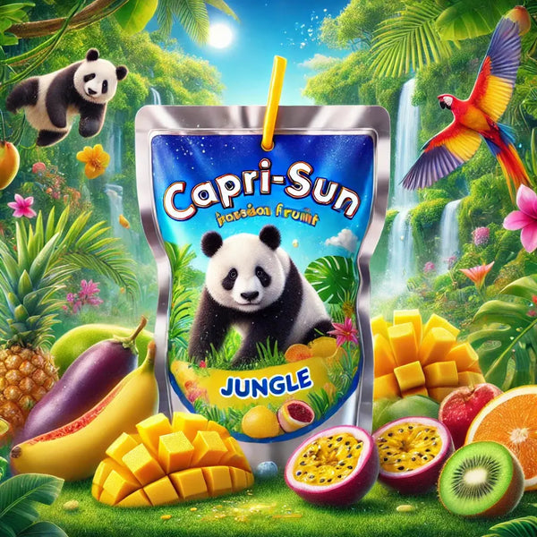 Capri Sun Jungle - Boisson fruitée exotique au goût tropical, ultra rafraîchissante et désaltérante, idéale pour une pause gourmande pleine de saveurs, format pratique à emporter, dispo sur Bonbiz, la référence des boissons américaines tendance.