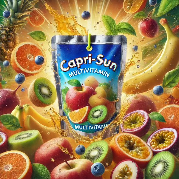 Capri Sun Multi Vitamin - Boisson fruitée enrichie en vitamines, saveur douce et rafraîchissante, idéale pour une pause désaltérante et énergisante, format pratique à emporter, dispo sur Bonbiz, la référence des boissons américaines santé et bien-être.