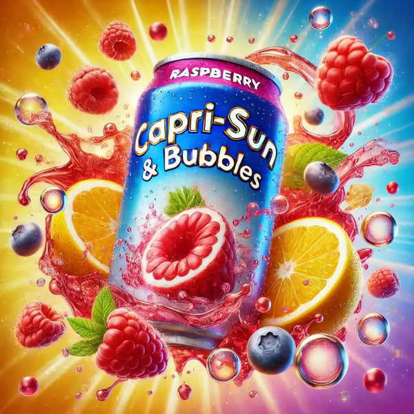 Capri Sun & Bubbles Himbeere - Boisson pétillante aux framboises, mélange fruité et rafraîchissant, bulles légères pour une expérience unique, parfaite pour une pause désaltérante, dispo sur Bonbiz, la référence des boissons américaines tendance.