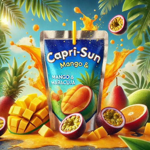 Capri Sun Mango & Maracuja - Boisson fruitée exotique à la mangue et au fruit de la passion, ultra rafraîchissante et désaltérante, idéale pour une pause gourmande aux saveurs tropicales, format pratique à emporter, dispo sur Bonbiz, la référence des boissons américaines tendance.