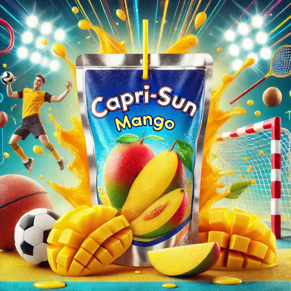 Capri Sun Mango - Boisson fruitée exotique à la mangue, ultra rafraîchissante et désaltérante, parfaite pour une pause gourmande aux saveurs tropicales, format pratique à emporter, dispo sur Bonbiz, la référence des boissons américaines tendance.