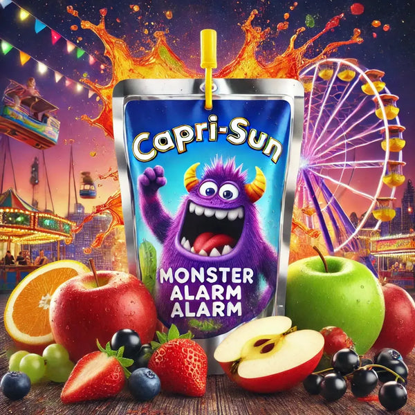 Capri Sun Monster Alarm - Boisson fruitée fun et rafraîchissante aux saveurs tropicales, ultra désaltérante et idéale pour une pause pleine d’énergie, format pratique à emporter, dispo sur Bonbiz, la référence des boissons américaines originales.