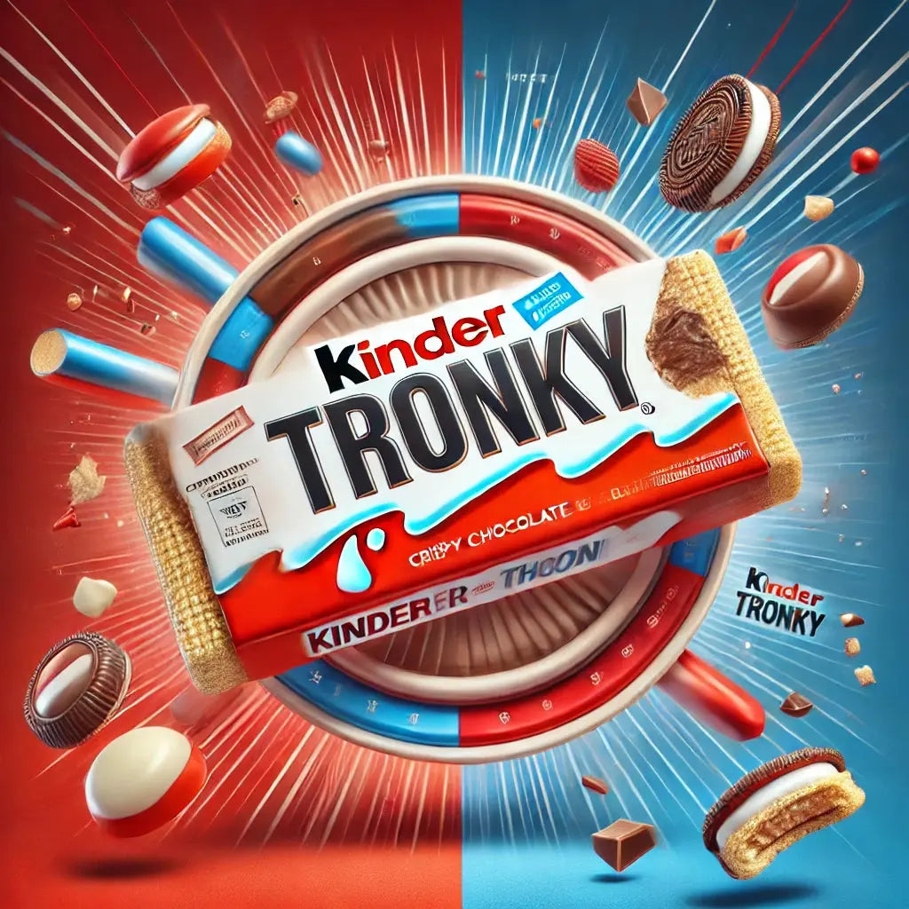 Goûtez le Kinder Tronky Big, une barre chocolatée croustillante fourrée à la noisette. Disponible sur Bonbiz, votre american shop.