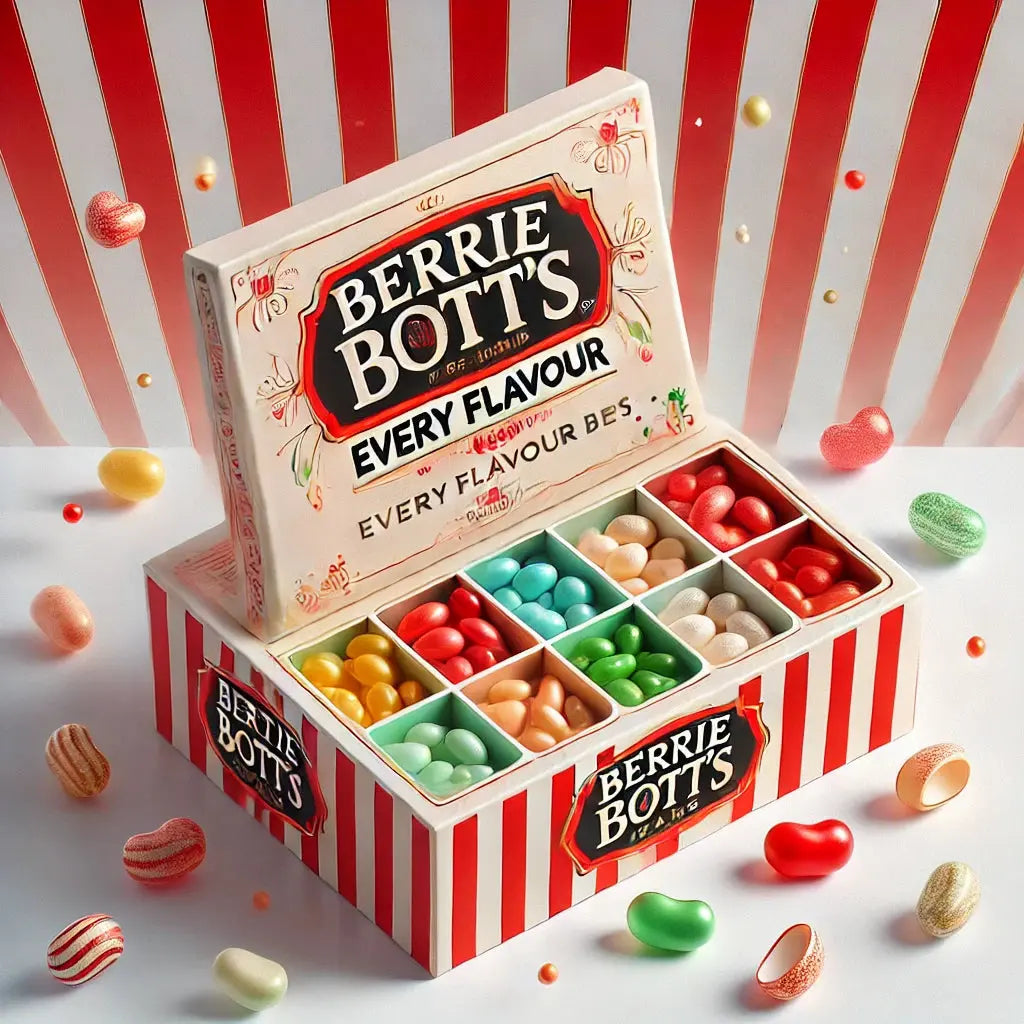 Jelly Belly Beans Harry Potter Bertie Bott's Gift Box - Bonbons gélifiés inspirés des célèbres saveurs magiques de Bertie Bott, comprenant des goûts délicieux et surprenants, parfaits pour les fans de Harry Potter, dispo sur Bonbiz, la référence des bonbons à thème et magiques.