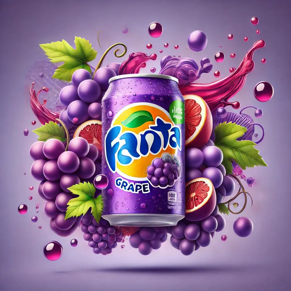Fanta Grape - Boisson gazeuse au raisin, saveur fruitée et sucrée pour une expérience rafraîchissante et gourmande, dispo sur Bonbiz, la référence des boissons fruitées et rafraîchissantes.