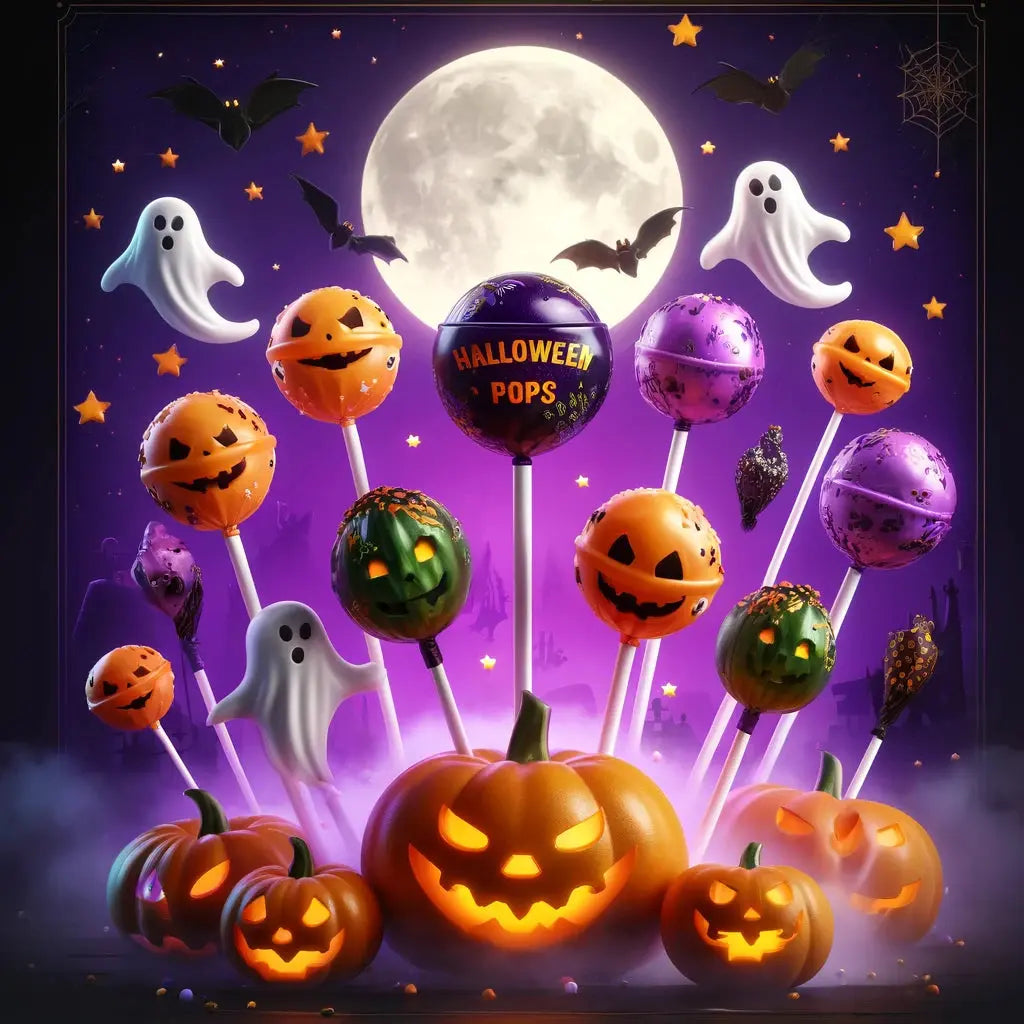 Funlab Halloween Pops - Sucettes Halloween au goût sucré et fruité, design effrayant et fun pour une expérience sucrée et festive, parfaites pour célébrer la saison, dispo sur Bonbiz, la référence des sucettes Halloween créatives et gourmandes.