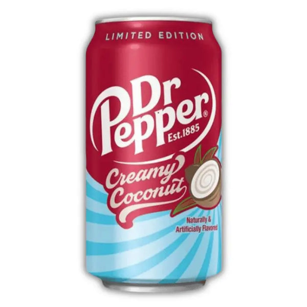 Dr Pepper Creamy Coconut – soda américain saveur cerise et noix de coco, boisson originale disponible chez Bonbiz.
