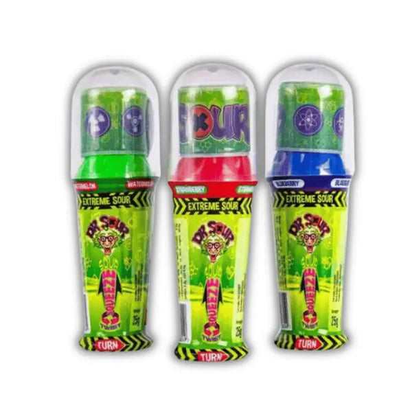 Dr Sour Twist'n Squeeze – Bonbon liquide à presser, ultra acide, goût fruité et sensation extrême.