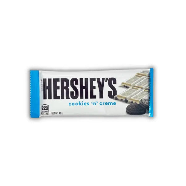  Hershey's Bar Cookies & Cream – Chocolat blanc fondant avec éclats de cookies croustillants.