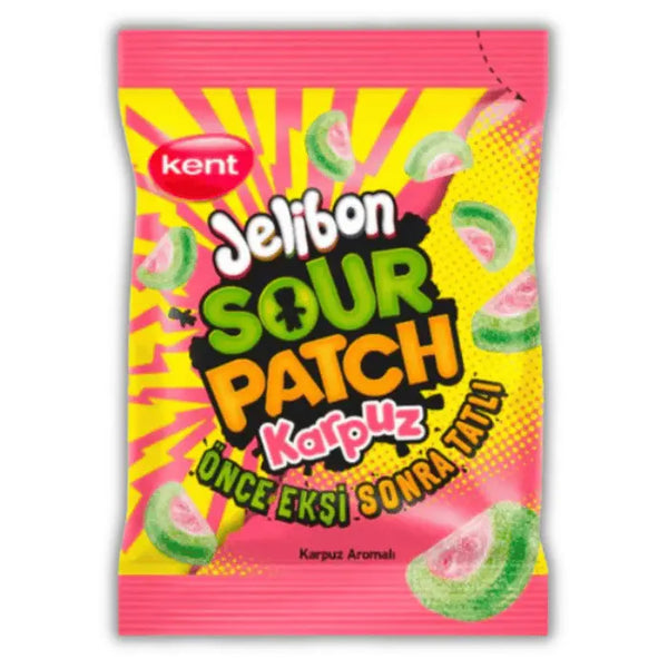 Paquet de Jelibon Sour Patch Watermelon Medium, bonbons très acidulés goût pastèque, disponibles en épicerie américaine et magasin américain.