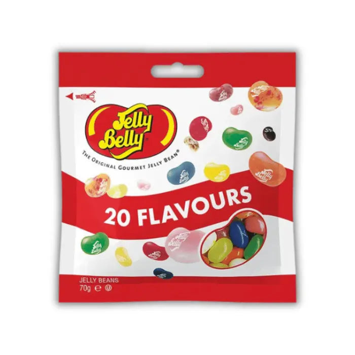 Sachet de Jelly Belly Beans Assorted Flavours, bonbons en forme de haricots aux parfums variés, disponibles en épicerie américaine et magasin de bonbon.