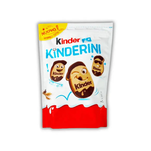 Kinder Kinderini – biscuits fourrés au chocolat au lait Kinder avec visages amusants, vendus sur Bonbiz, boutique de Kinder en ligne et snacks sucrés