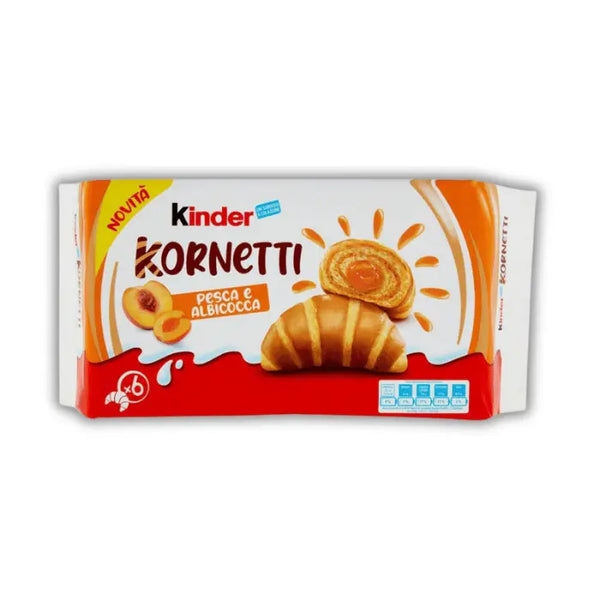 Croissant Kinder Kornetti fourré à la confiture pêche abricot, vendu par Bonbiz, boutique Kinder en ligne, sucreries et snacks italiens