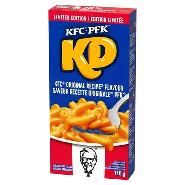 Kraft Dinner KFC Original Recipe Macaroni & Cheese – plat américain épicé chez Bonbiz, épicerie américaine