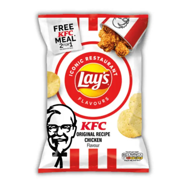 Lay's KFC Chicken – chips américaines goût poulet frit façon KFC, croustillantes et savoureuses, snack salé unique.