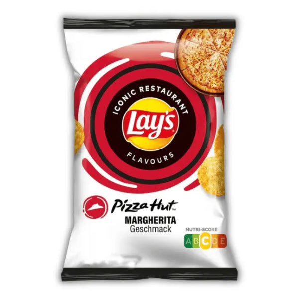 Lay's Pizza Hut Margherita – chips américaines goût pizza margherita, édition spéciale croustillante et savoureuse.