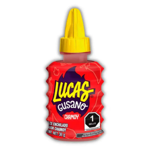 Lucas Gusano Chamoy – Bonbon liquide mexicain au chamoy, sucré, salé et épicé à la perfection.