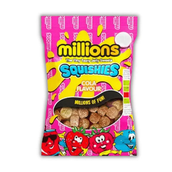 Millions Squishies Cola – Bonbons moelleux goût cola, fun, acidulés et typiques de la confiserie américaine.