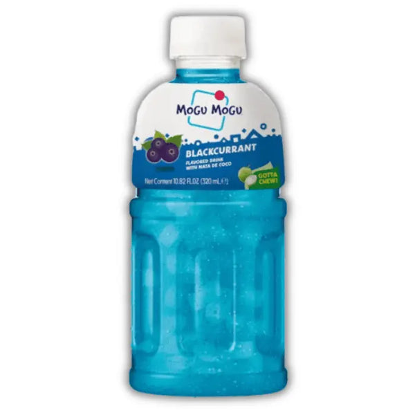 Mogu Mogu Blackcurrant – boisson américaine saveur cassis avec nata de coco, fruitée, originale et ultra rafraîchissante.