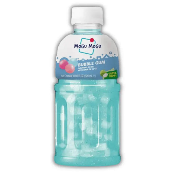 Mogu Mogu Bubble Gum – Boisson thaïlandaise au goût chewing-gum avec morceaux de nata de coco.