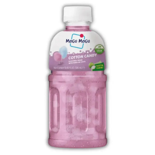 Mogu Mogu Cotton Candy, boisson asiatique goût barbe à papa avec nata de coco, douce et ludique.