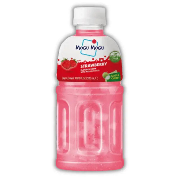 Mogu Mogu Strawberry, boisson asiatique à la fraise avec nata de coco, fruitée, gourmande et fraîche