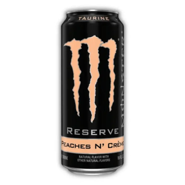 Monster Reserve Peaches N' Creme – Boisson énergisante pêche et crème, douce, fruitée et ultra originale.