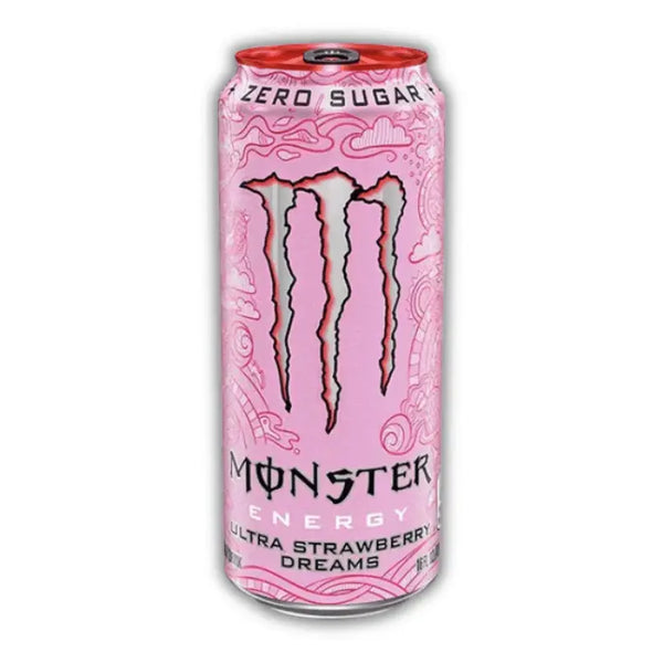 Monster Ultra Strawberry Dreams – Boisson énergisante fraise sans sucre, légère, fruitée et rafraîchissante.
