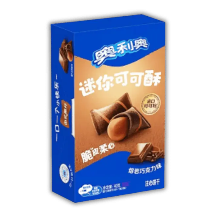 Biscuit Oreo asiatique au cœur chocolat fondant, spécialité sucrée intense disponible dans l’american market de Bonbiz.