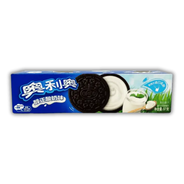 Biscuit Oreo chinois saveur yaourt, snack sucré croquant à la crème légère disponible chez Bonbiz.