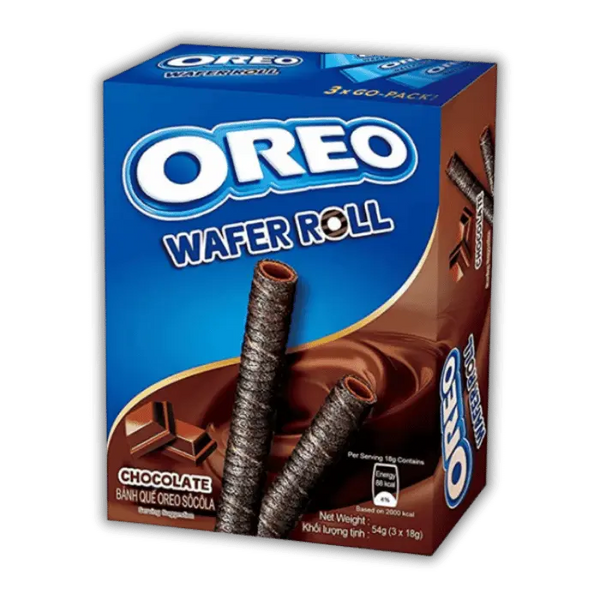 Biscuit Oreo Wafer Roll Chocolat croustillant au cœur fondant, snack américain à découvrir chez Bonbiz.