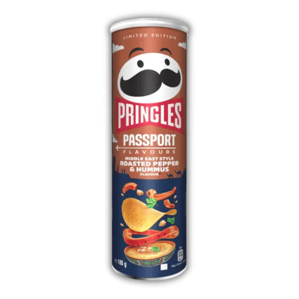 Pringles Roasted Pepper & Hummus – Chips pringles aux saveurs orientales, poivron grillé et houmous.