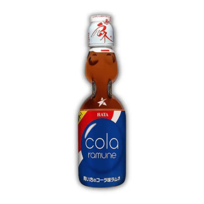 Bouteille de Ramune Hatakosen Soda Cola, limonade japonaise à bille goût cola, disponible en épicerie américaine et magasin asiatique.